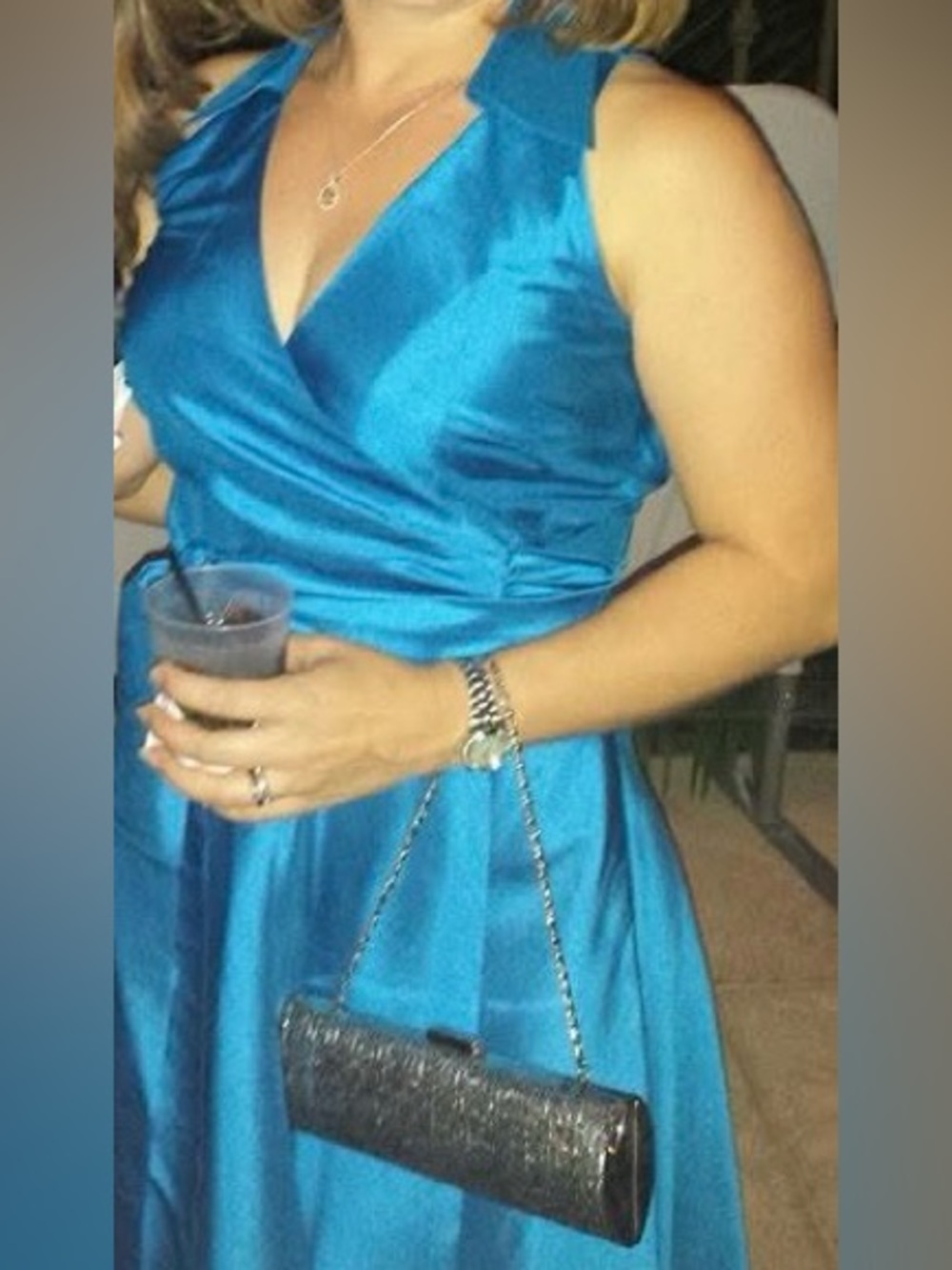 Ralph Lauren Bright Blue 100% Silk Collared Dress - Picture 4 of 4